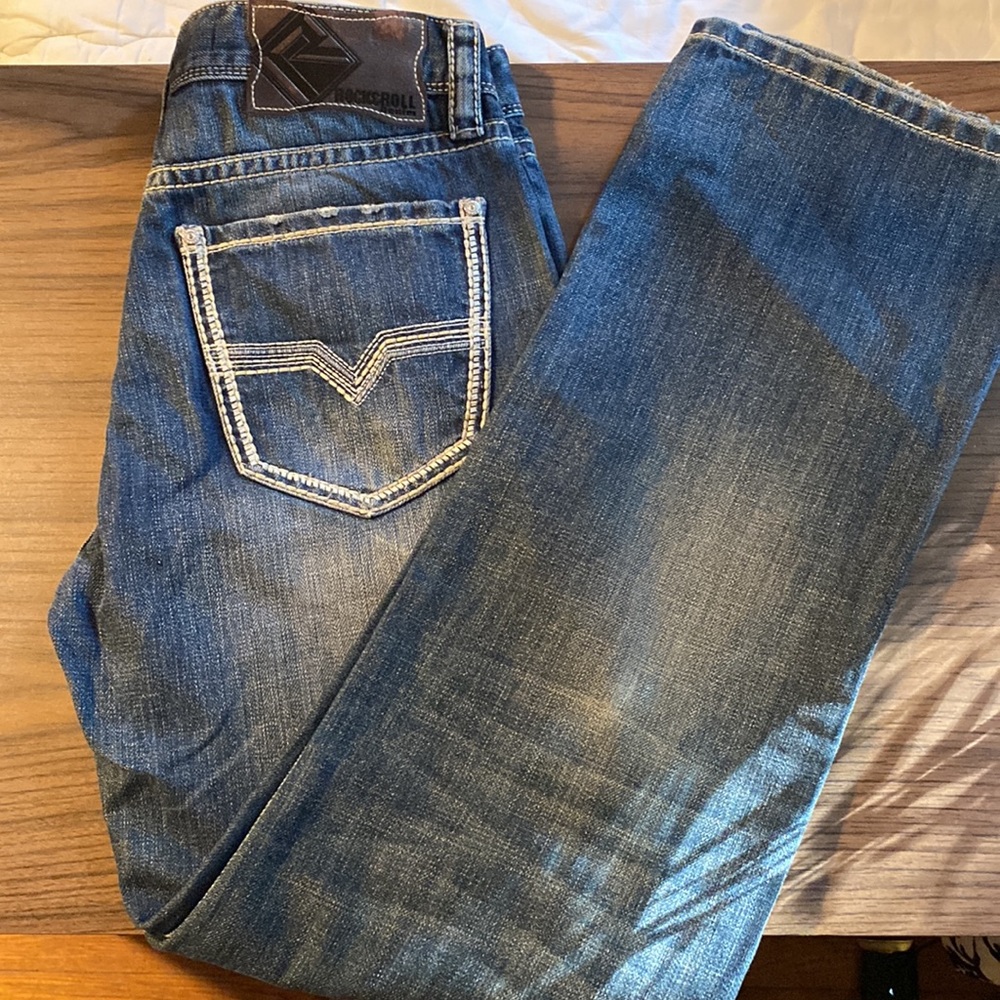 Rock&Roll Men’s Relaxed Straight Leg Denim Jeans 32X34